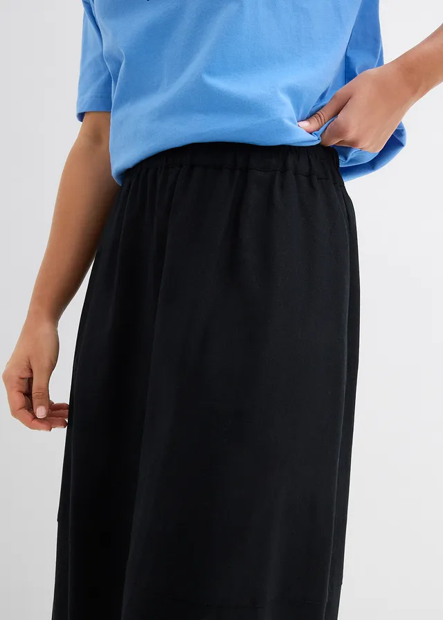 Midirok van lichte linnenmix • zwart • product-page.page-title-suffix