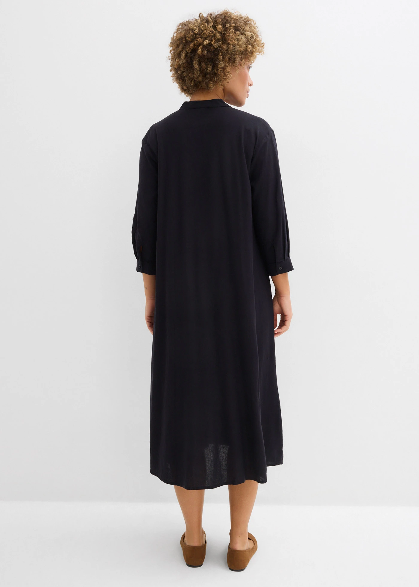 Rochie midi din material cu in • negru • magazin bonprix