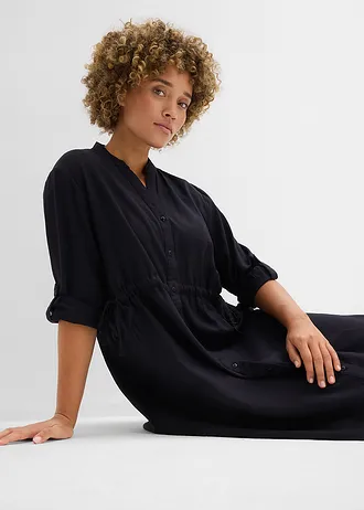 Rochie midi din material cu in • negru • magazin bonprix