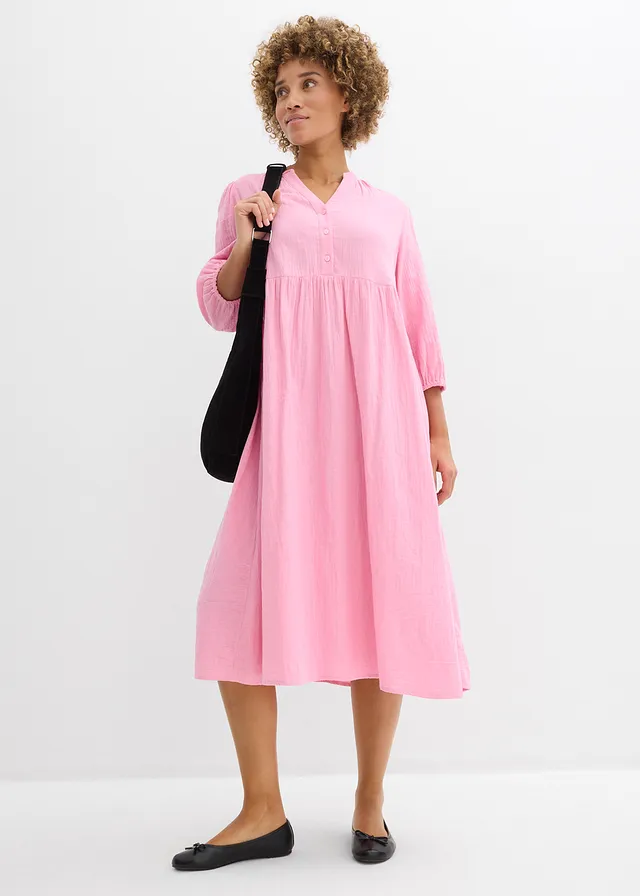 Rochie-tunică din muselină moale, culoare: roz