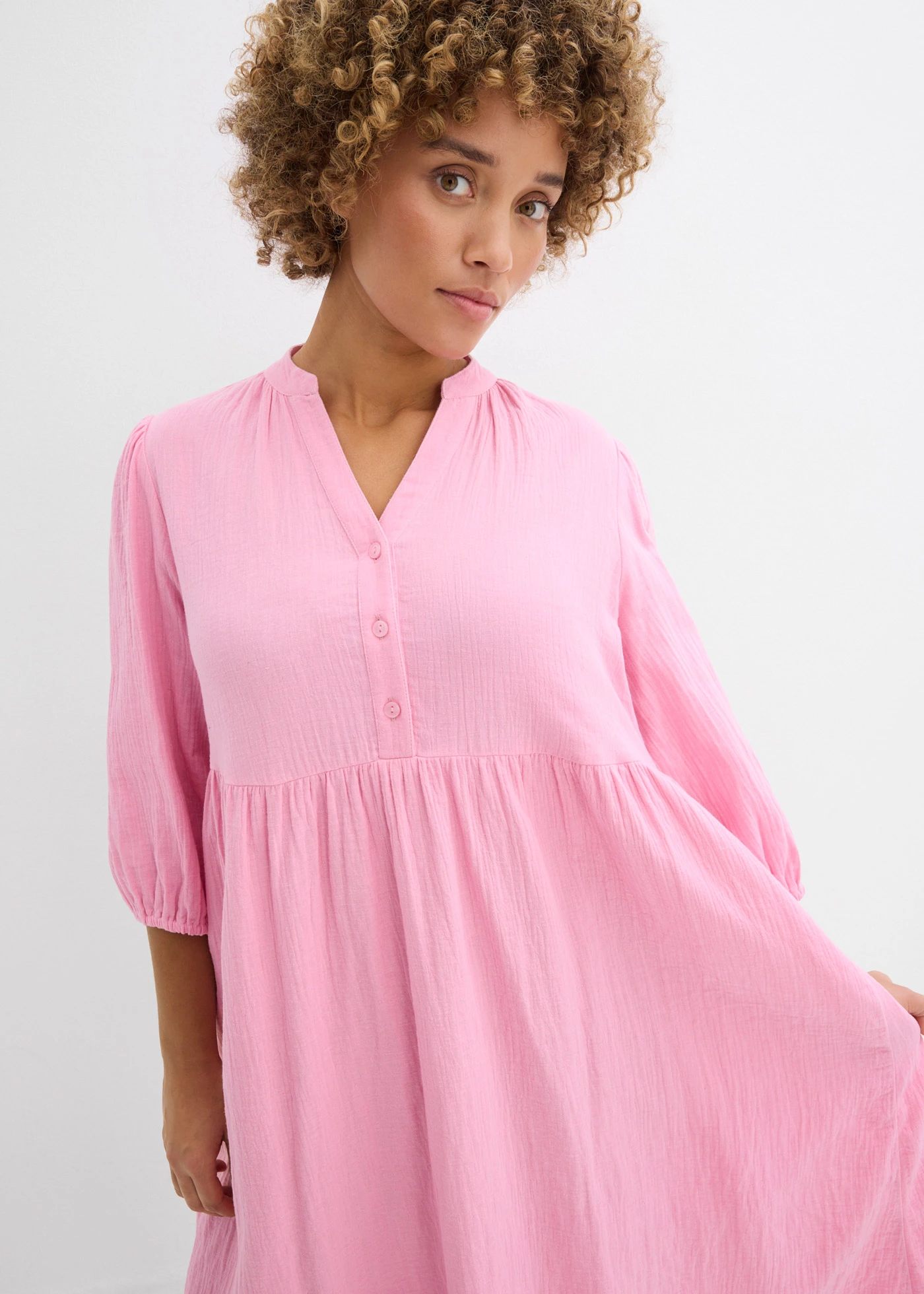 Robe-tunique en gaze de coton douce • rose • Boutique bonprix