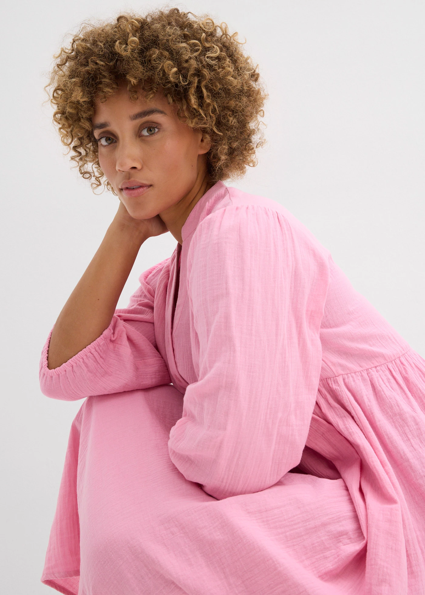 Tuniekjurk van zacht mousseline • roze • bonprix online shop