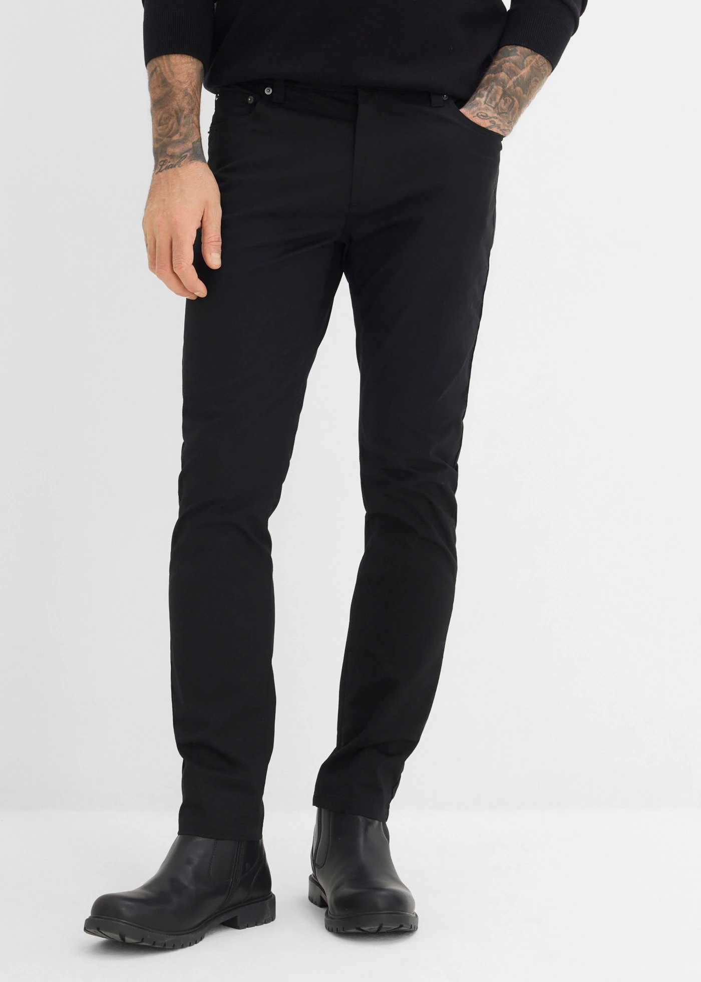 Pantalon fuselé extensible à taille élastiquée, regular • noir • Boutique bonprix