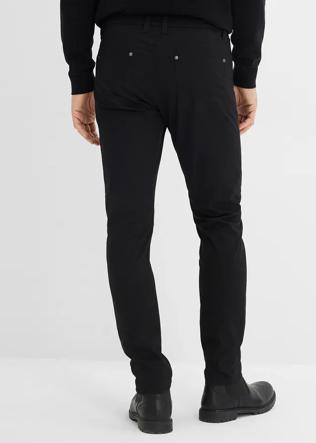 Pantalon fuselé extensible à taille élastiquée, regular, Couleur: noir