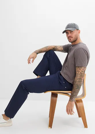 Pantalon loose et extensible à taille élastiquée, droit • bleu foncé • Boutique bonprix