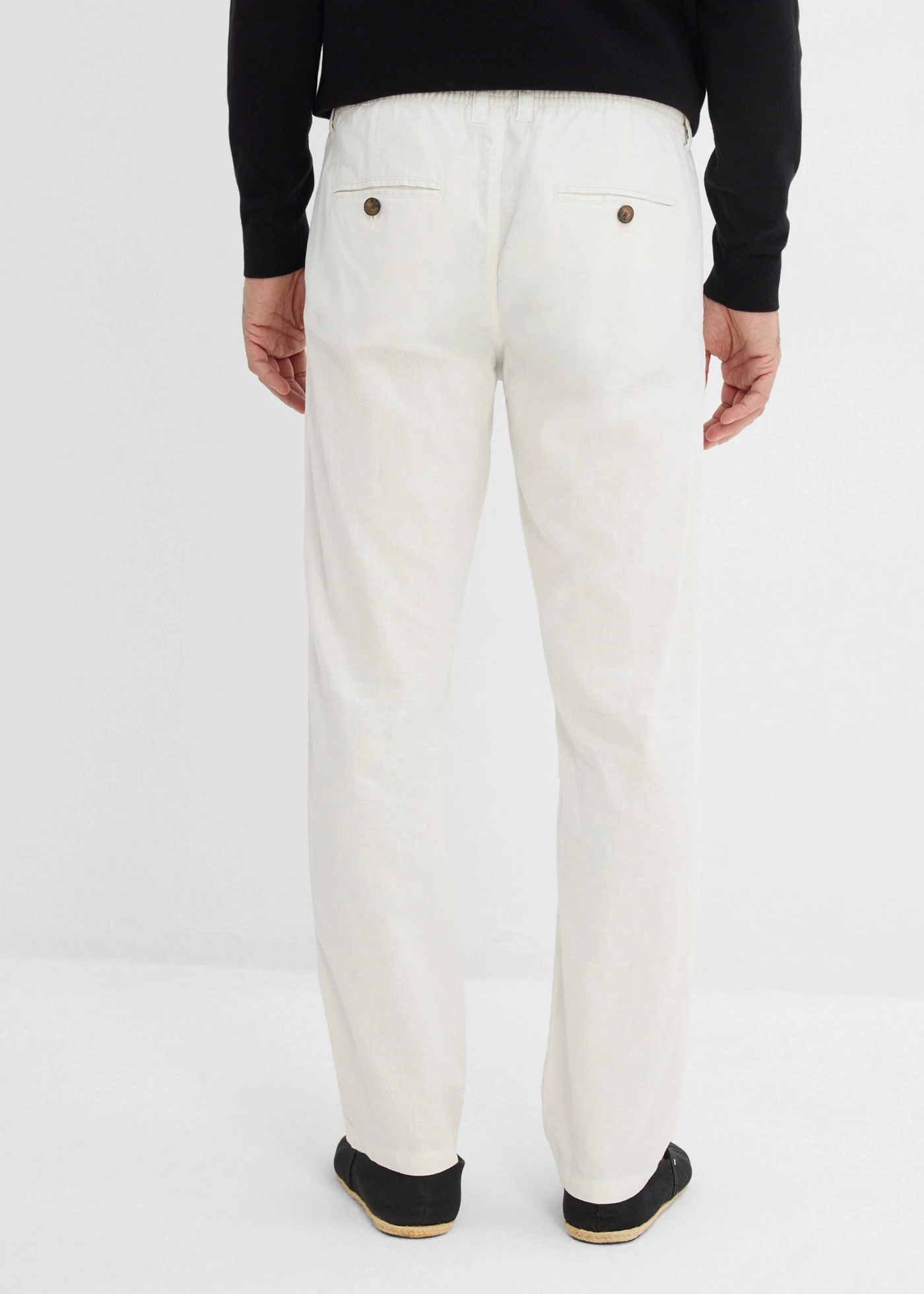 Regular fit chino met linnen, straight • wit-grijs • bonprix online shop