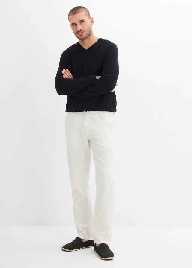 Pantalon chino léger, regular, droit, Couleur: blanc gris