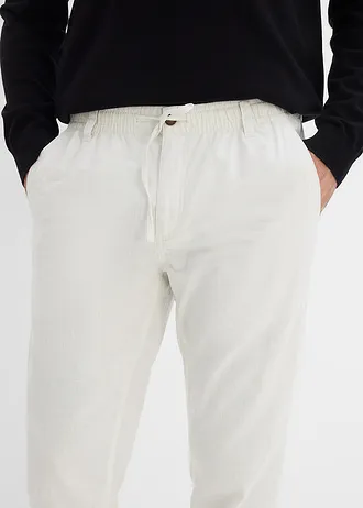 Pantaloni chino Regular Fit, Straight, din mix lejer cu in • gri albicios • magazin bonprix