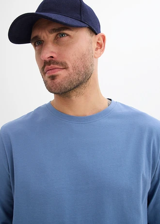 Lot de 2 T-shirts manches longues, regular • bleu jean+bleu foncé • Boutique bonprix