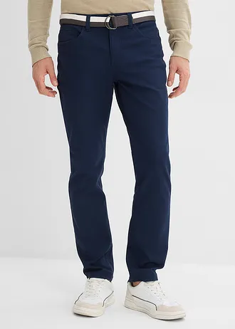 Pantalon extensible regular avec ceinture, droit, Couleur: bleu foncé