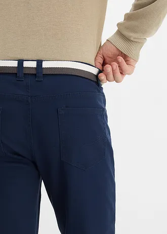 Regular fit stretch broek met riem, straight • donkerblauw • bonprix online shop