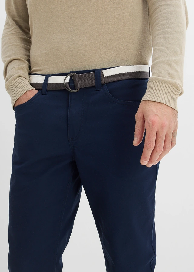 Pantalon extensible regular avec ceinture, droit • bleu foncé • product-page.page-title-suffix