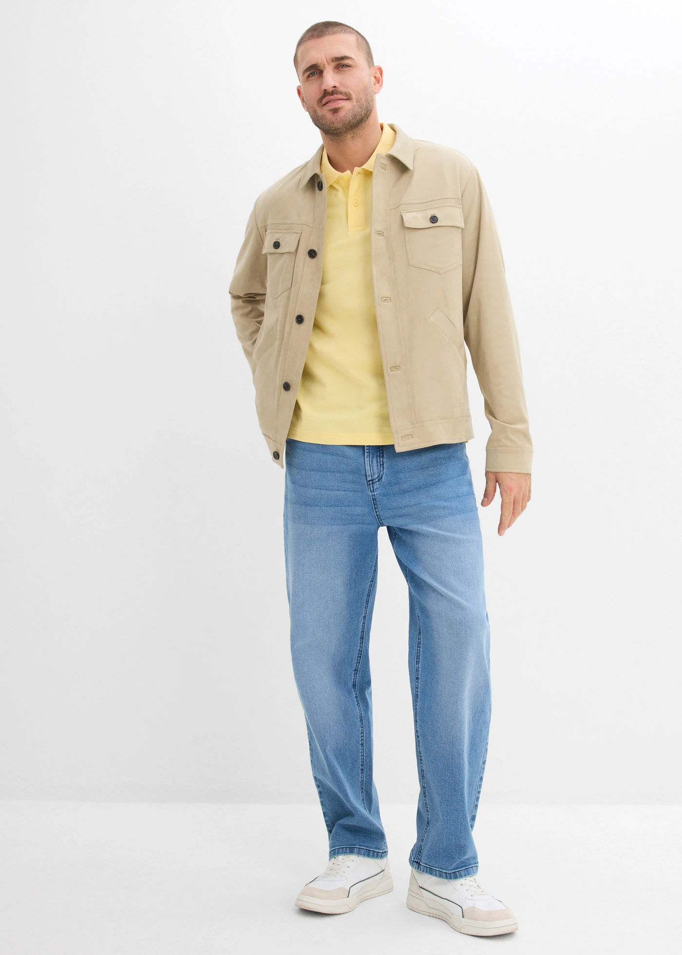 Polo en maille piquée 100% coton • jaune clair • Boutique bonprix