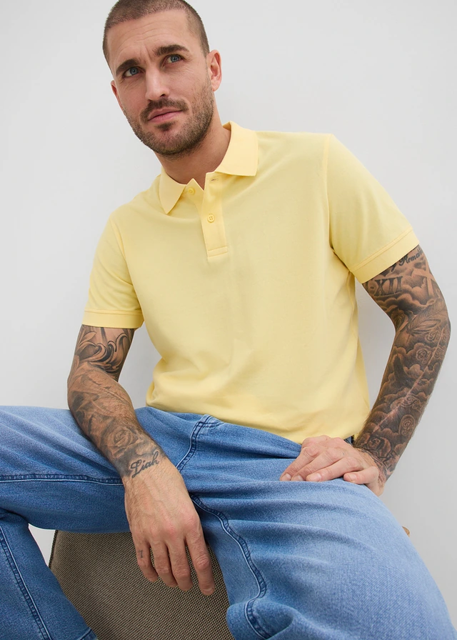 Piqué poloshirt van biologisch katoen • lichtgeel • product-page.page-title-suffix