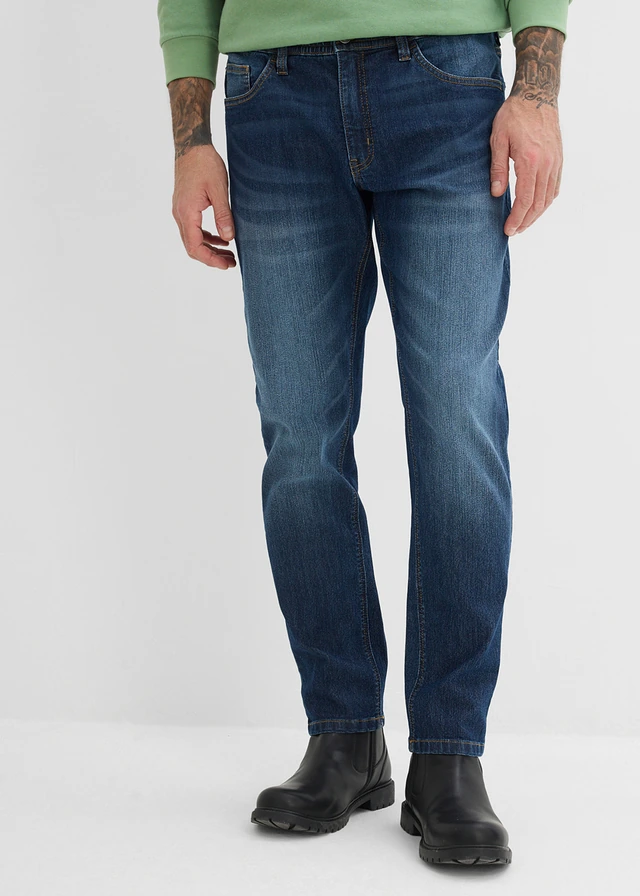 Lot de 2 jeans droits extensibles regular à taille élastiquée