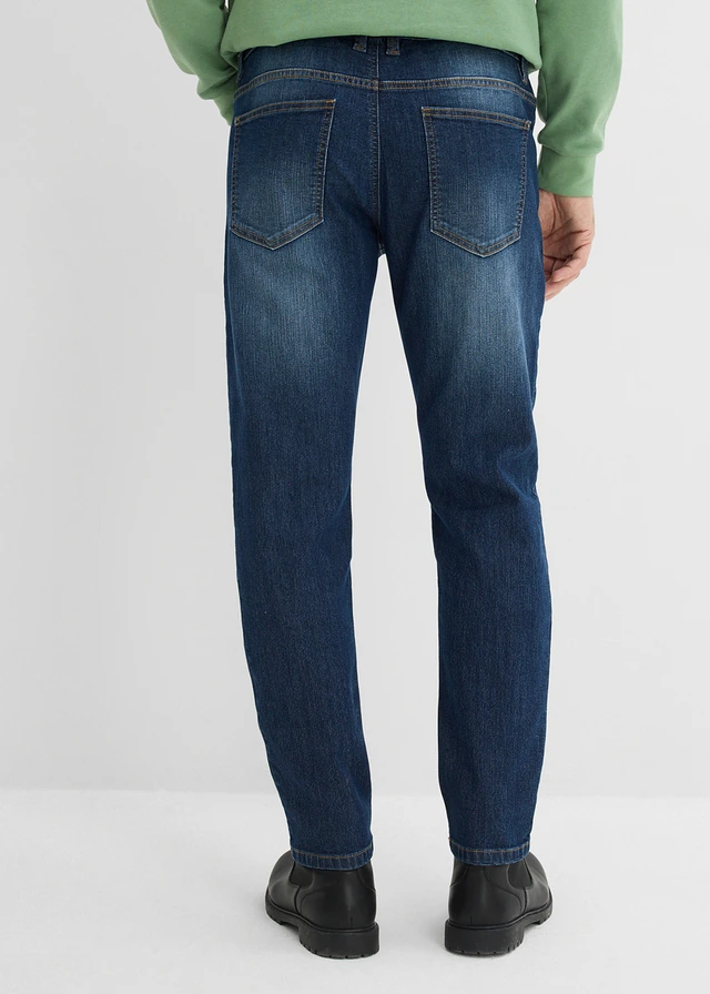 Lot de 2 jeans droits extensibles regular à taille élastiquée • bleu foncé denim + noir denim • product-page.page-title-suffix