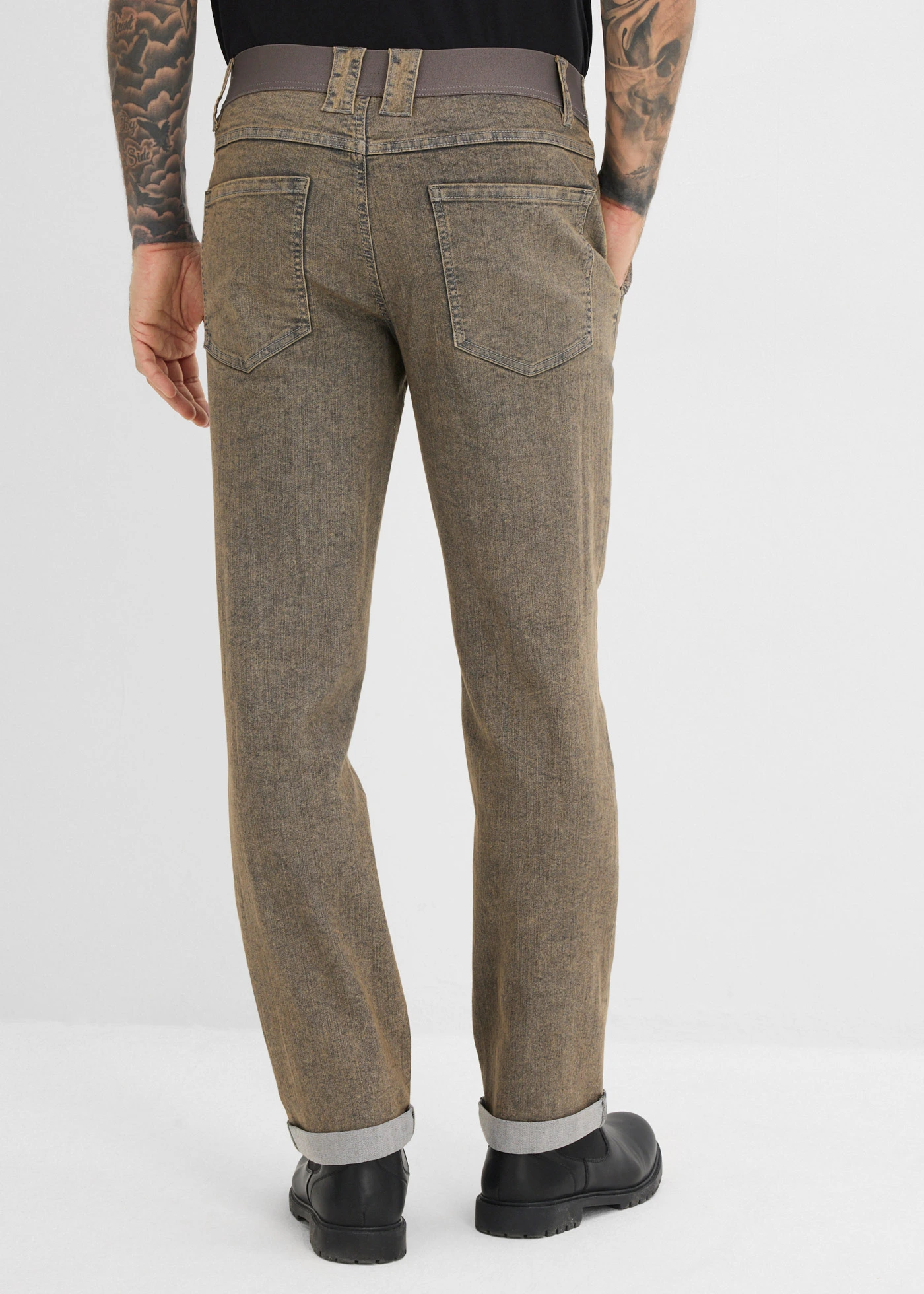 Jean loose, droit et léger à taille élastiquée • gris denim used • Boutique bonprix