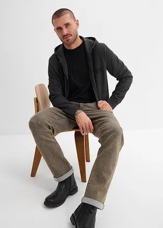 Vékony Relaxed Fit sztreccsfarmer komfort derékpánttal, Straight • szürke denim, használt hatású • bonprix áruház