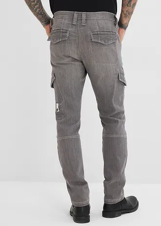 Lichte regular fit cargo jeans met comfortabele tailleband, straight • grijs denim used • bonprix online shop