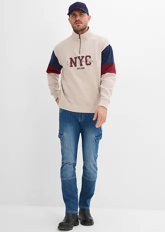 Dlhé strečové džínsy Regular Fit, komfortn pás, Straight, farba: modrá denim used