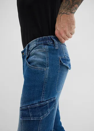 Blugi cargo stretch ușori, Regular Fit, cu talie comodă, Straight • albastru denim uzat • magazin bonprix