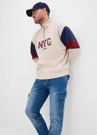 Jean cargo regular, droit et léger avec taille élastiquée • bleu denim used  • Boutique bonprix