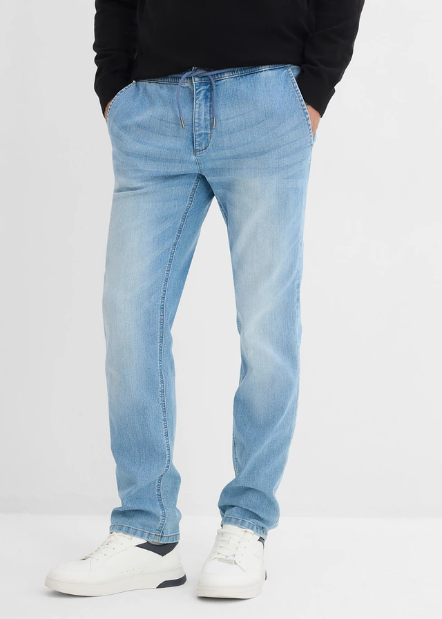 Lichte regular fit broek met comfortband, straight • lichtblauw denim • bonprix online shop