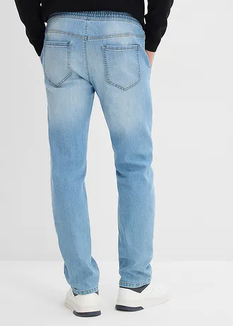 Lekkie jeansy  z gumką w talii, regular fit, straight, kolor: niebieski denim