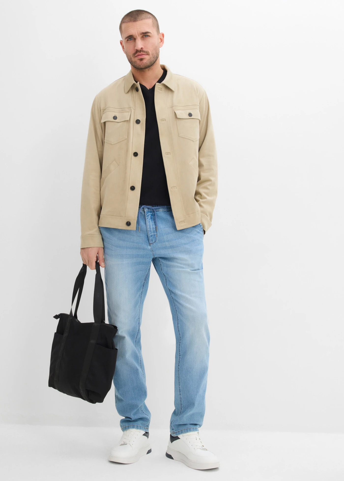 Lichte regular fit broek met comfortband, straight • lichtblauw denim • bonprix online shop