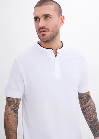 Piqué poloshirt met opstaande kraag van puur biologisch katoen • wit • bonprix online shop
