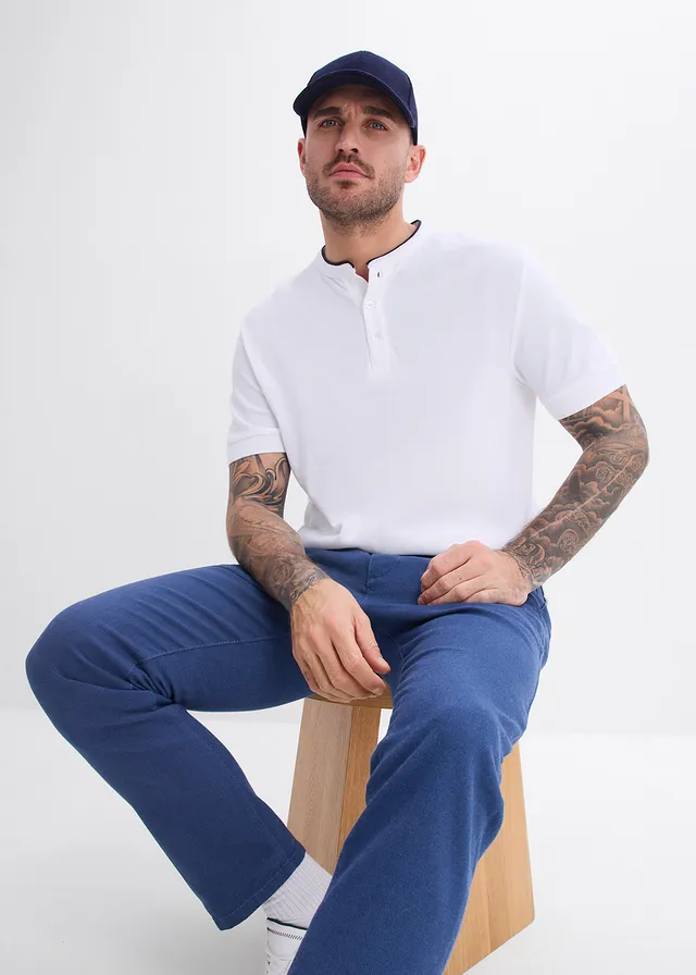 Polo en maille piquée 100% coton à col montant • blanc • product-page.page-title-suffix
