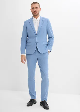 Oblek ze super strečového materiálu, Slim Fit (2dílný) • světle modrá melír • bonprix obchod