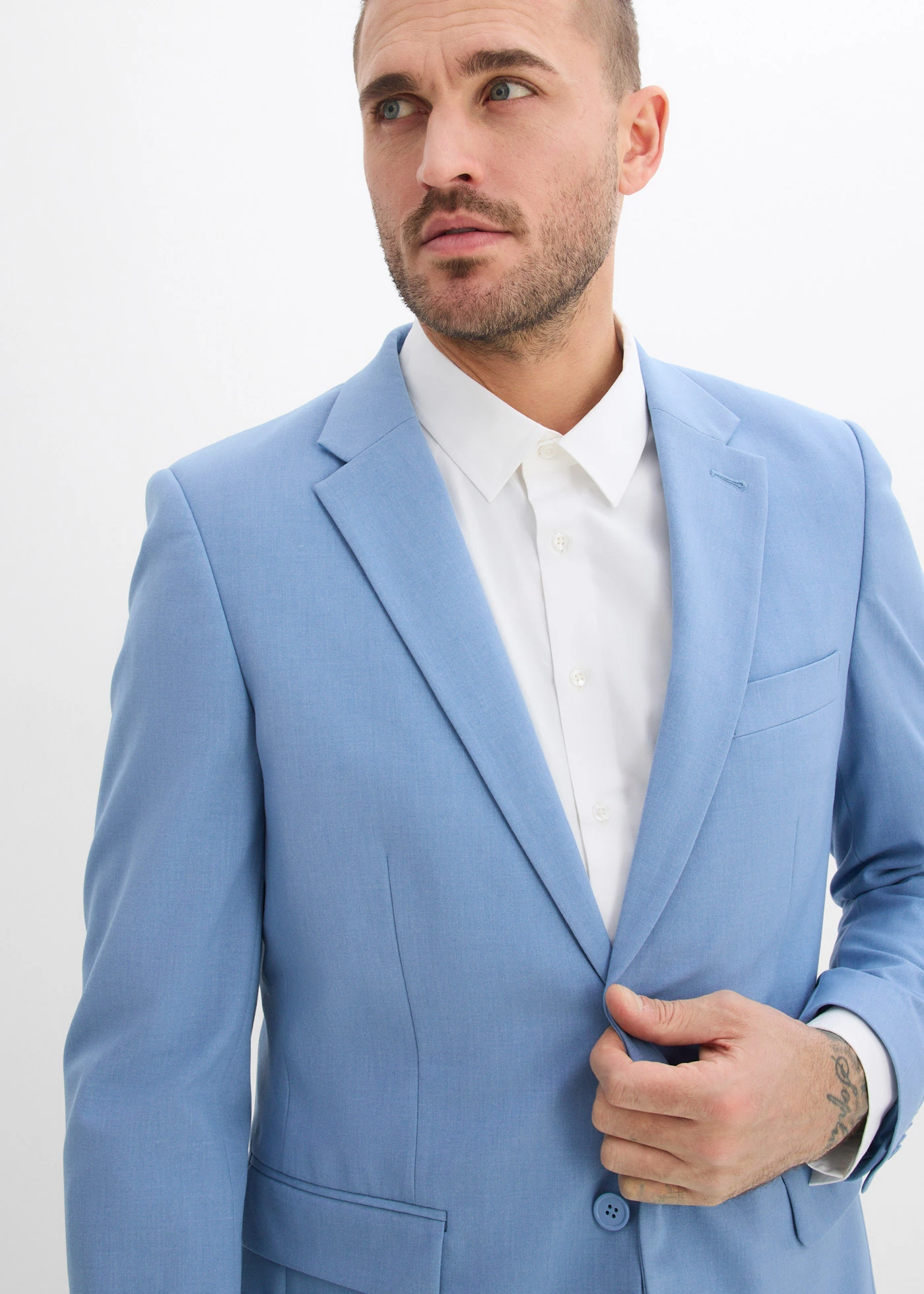 2-dielny oblek, super strečový, Slim Fit • svetlomodrá melírovaná • obchod bonprix