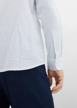 Košile z bavlněného seersuckeru, Regular Fit • pudrově modro-bílá podélně pruhovaná • bonprix obchod