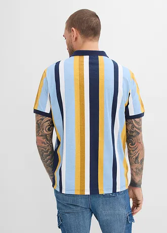 Poloshirt van biologisch katoen • donkerblauw-curry gestreept • bonprix online shop