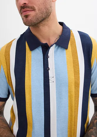 Poloshirt van biologisch katoen • donkerblauw-curry gestreept • bonprix online shop