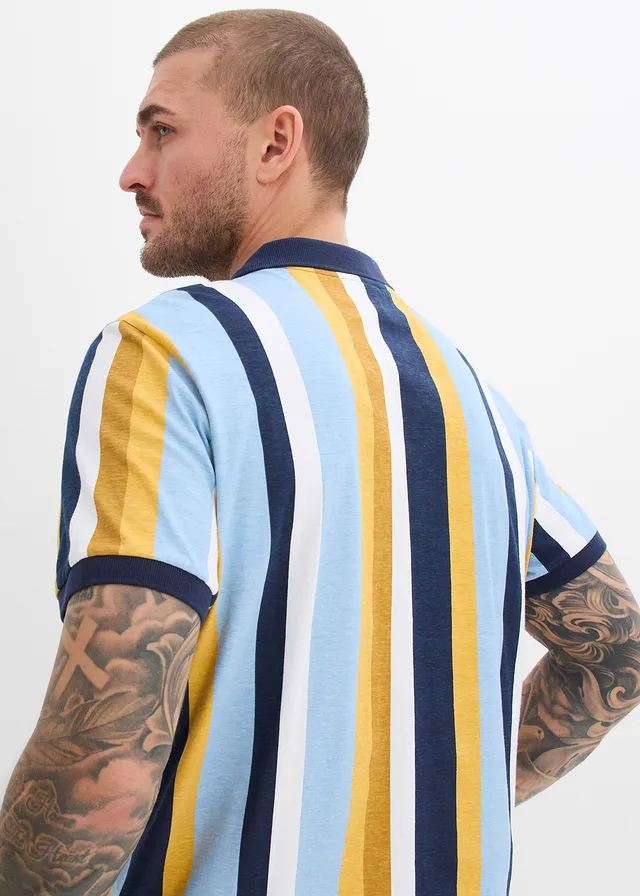 Polo 100% coton • bleu foncé-curry rayé • product-page.page-title-suffix