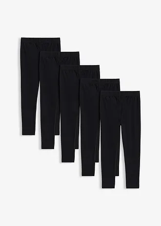Lot de 5 leggings en coton extensible • noir • Boutique bonprix