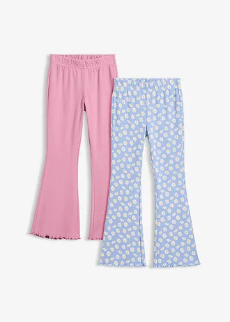 Legginsy z prążkowanego materiału, rozszerzone nogawki (2 szt.)