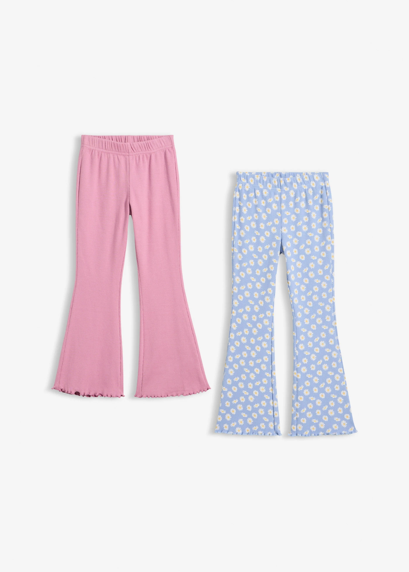 Bordás legging lefelé bővülő szárral (2 db-os csomag) • mályva+gyöngykék • bonprix áruház