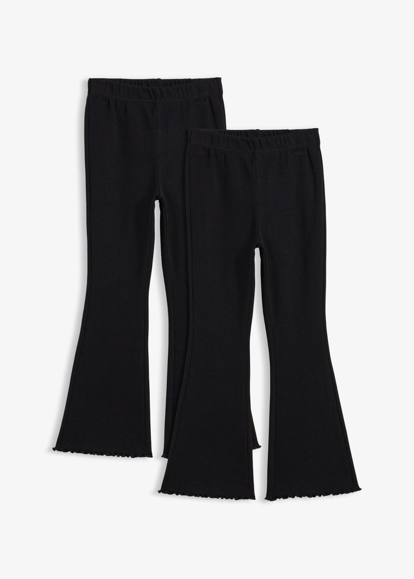 Lot de 2 leggings évasés et côtelés • noir • Boutique bonprix