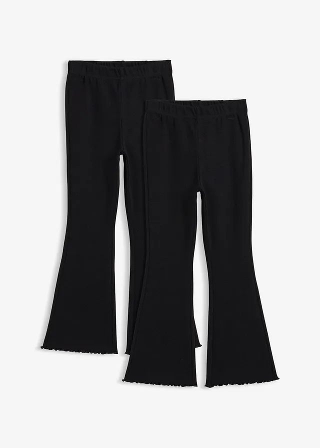 Bordás legging lefelé bővülő szárral (2 db-os csomag) • fekete • bonprix áruház