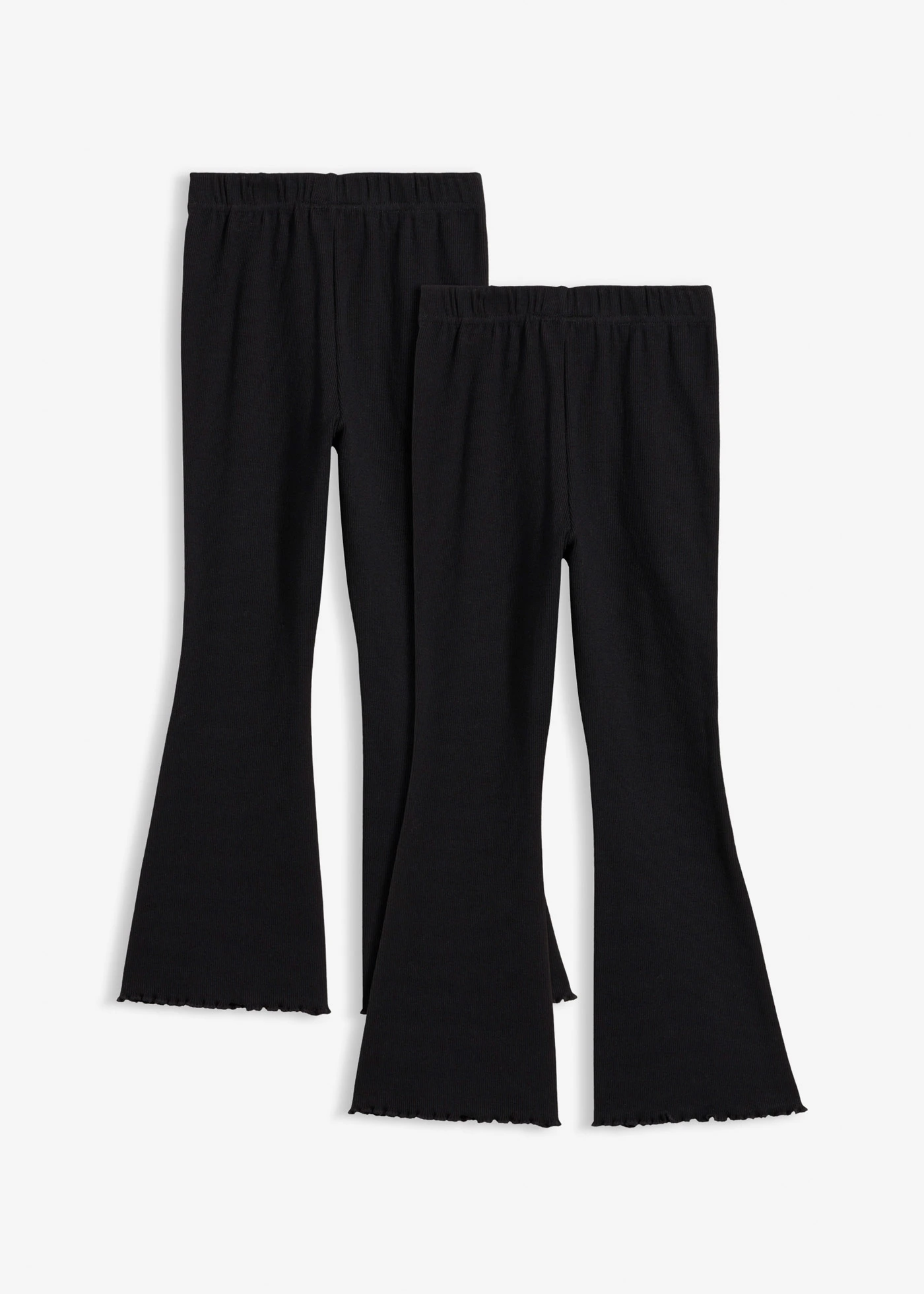 Geribbelde uitlopende leggings (set van 2) • zwart • bonprix online shop