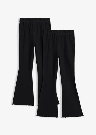 Geribbelde uitlopende leggings (set van 2) • zwart • bonprix online shop