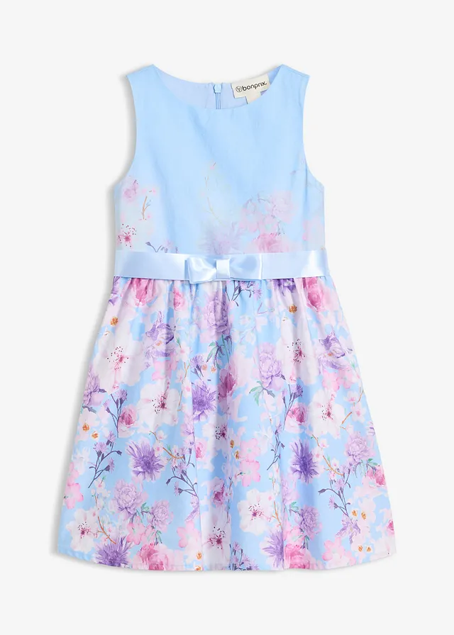 Uitlopende jurk • lichtblauw gebloemd • bonprix online shop