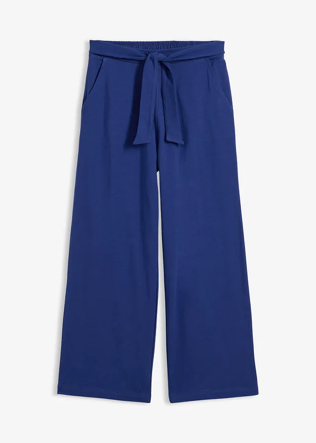 Pantaloni culotte cu talie elastică, din bumbac organic • albastru întunecat • magazin bonprix