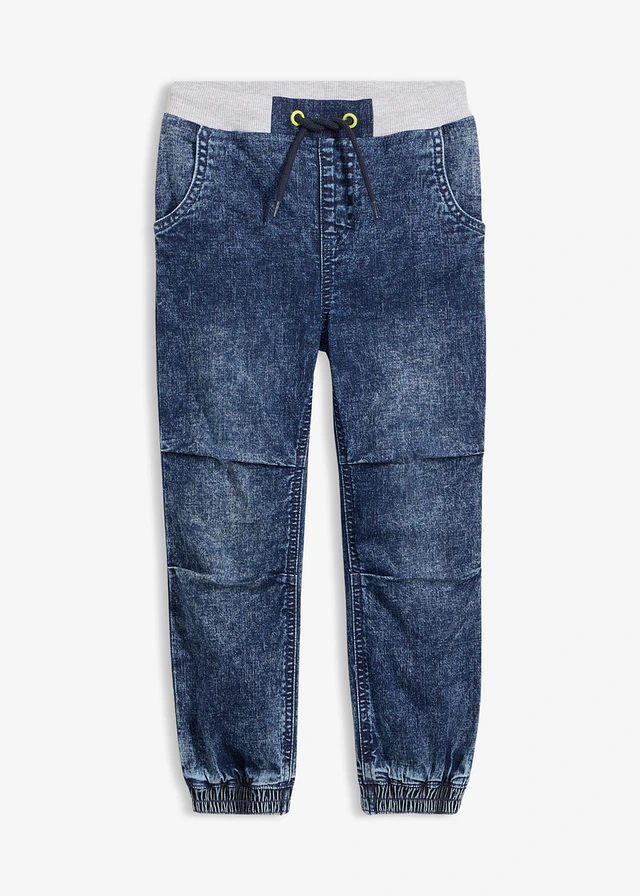 Regular fit jeans met een elastische band, Kleur: blauw denim used