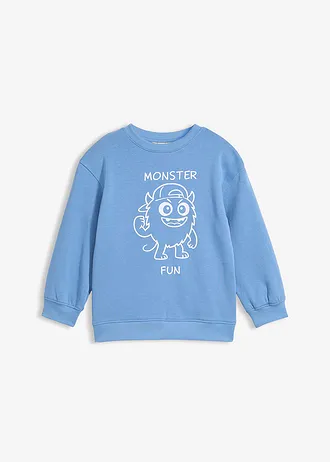 Sweater van biologisch katoen • kristalblauw met print • bonprix online shop