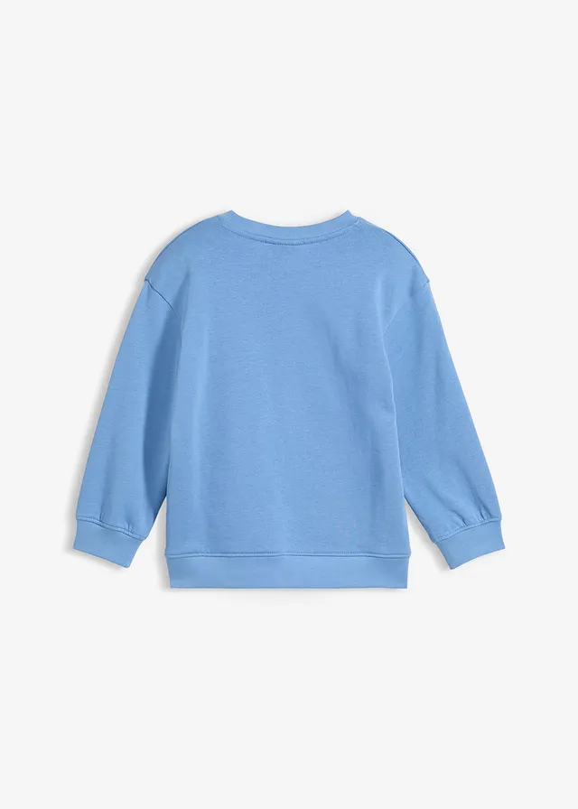 Sweater van biologisch katoen, Kleur: kristalblauw met print