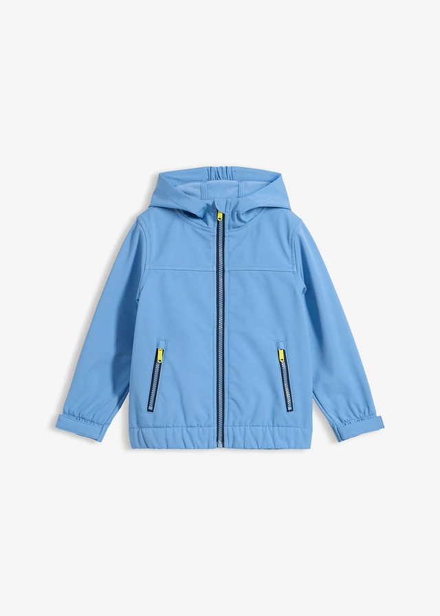 Wind- en waterafstotende softshell jas met capuchon, Kleur: kristalblauw